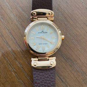 Anne Klein gold tone leather and stainless steel watch